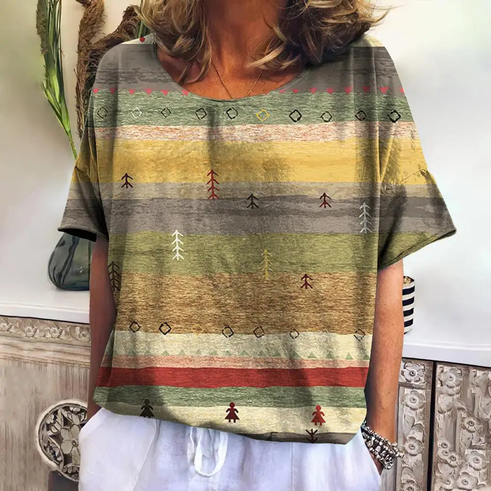 Summer Plaid T Shirt For Women O Neck Casual Sweatshirt New Tees Harajuku Clothing Loose Short Sleeve Blouse Female Fashion Tops