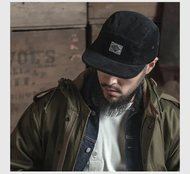 Non Stock 5 Panel Corduroy Hat with Snap Closure Baseball Cap Hip Hop Biker Board Cap BAZAARHUBO