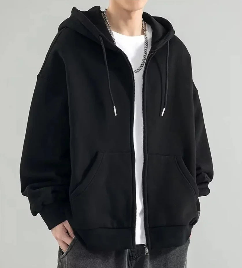 Men's and Women's Universal Warmth Trendy Zippered Hooded Sweatshirt - Fall/Winter Style - Men's - New Long-Sleeved Hooded Sport BAZAARHUBO