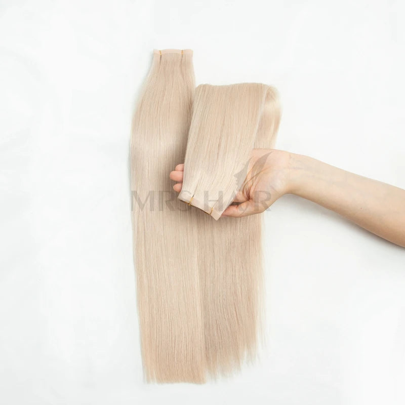 Long Flat Weft Invisible Tape Bundles Human Hair PU Skin Weft Hair Extension Injected Seamless & Glueless Tape On Hair Weft