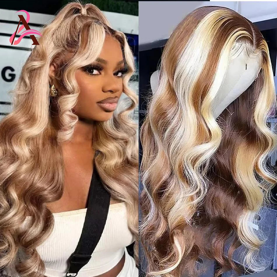 HD Body Wave 4/613 Blonde Ombre Lace Front Human Hair Wigs Remy Vietnamese 34 36 Inch Colored 13x4 Lace Frontal Wigs Pre Plucked