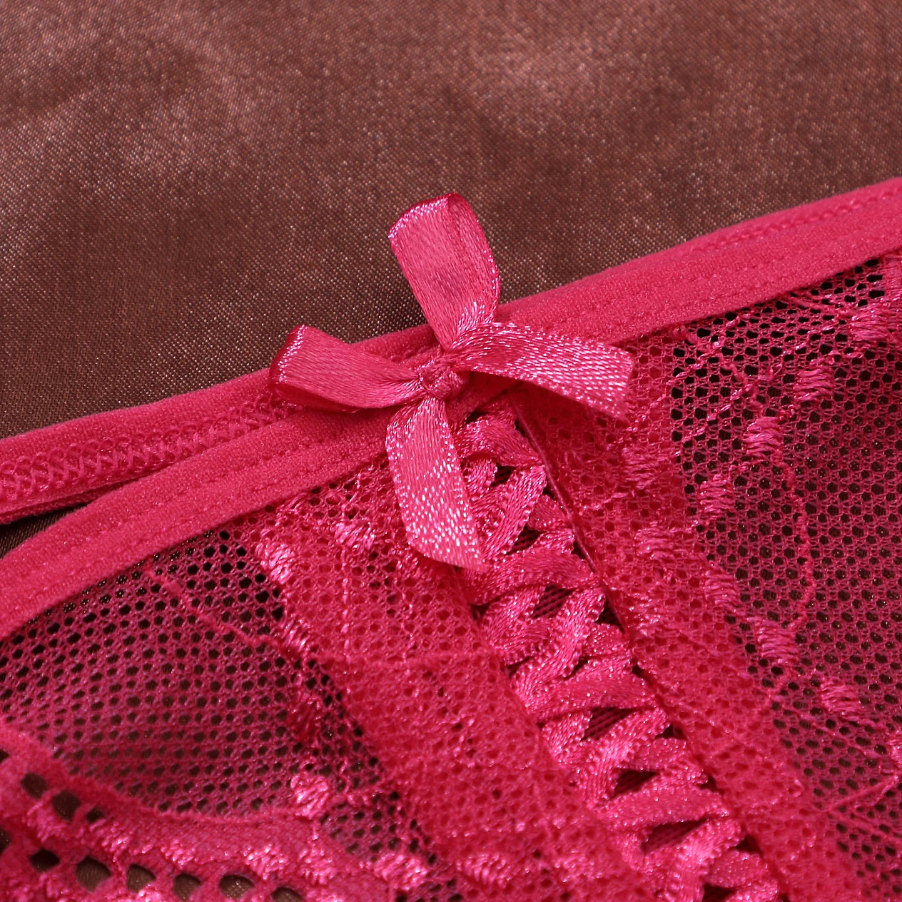 Detachable And Adjustable Waistband  Lace Trim Underwear Women Sexy Low Waist Perspective Temptation Thong Bow Lingerie