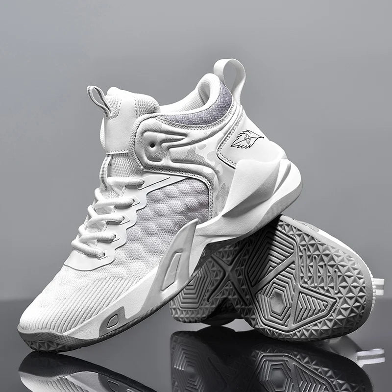 Basketball Shoes, Men's Outdoor Sports Shoes, Men's Shock-Absorbing High-Top Student Practical Shoes, Mesh Breathable Casual Shoes