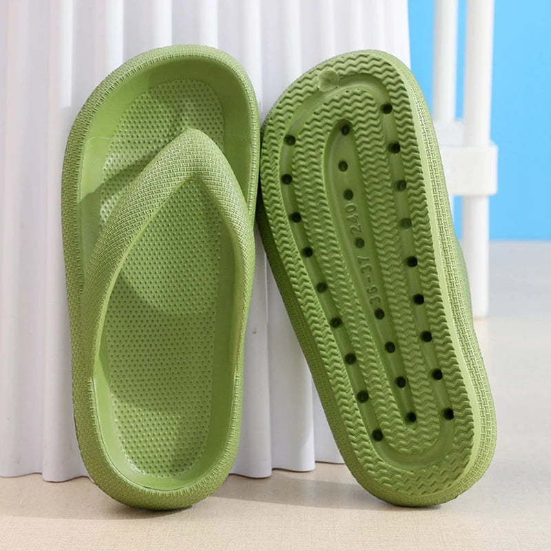 Rimocy Soft Sole EVA Women's Flip Flops 2025 Summer Beach Non-slip Cloud Slippers Women Thick Platform Clip Toe Bathroom Slides