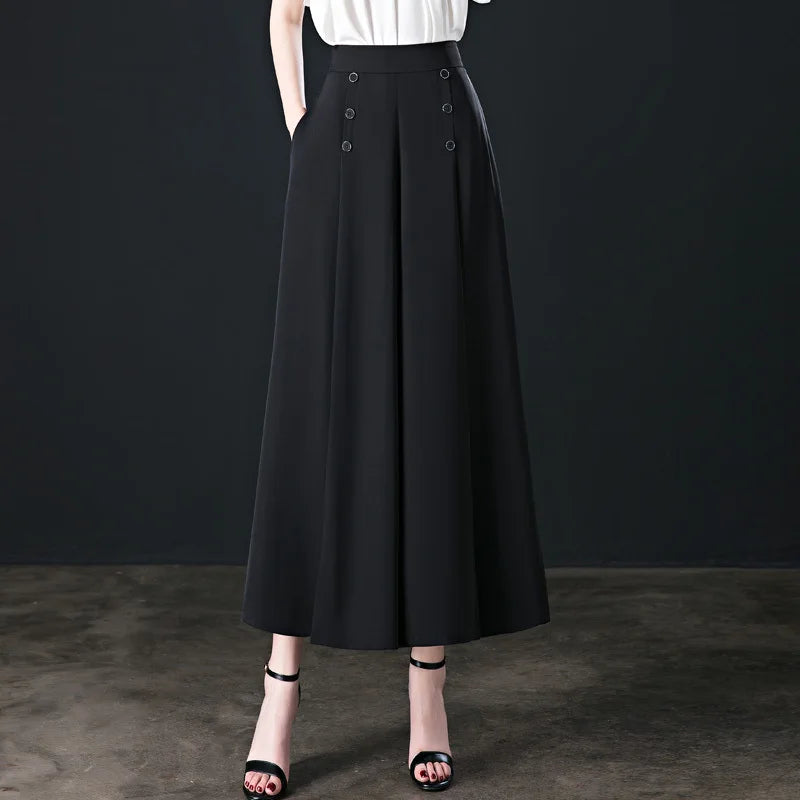 Women's Nine Loose Skirt Pants Draped Wide Leg Pants Spring Cool High Waist Slim Fashion Big Leg Pants Street Lounge Trousers