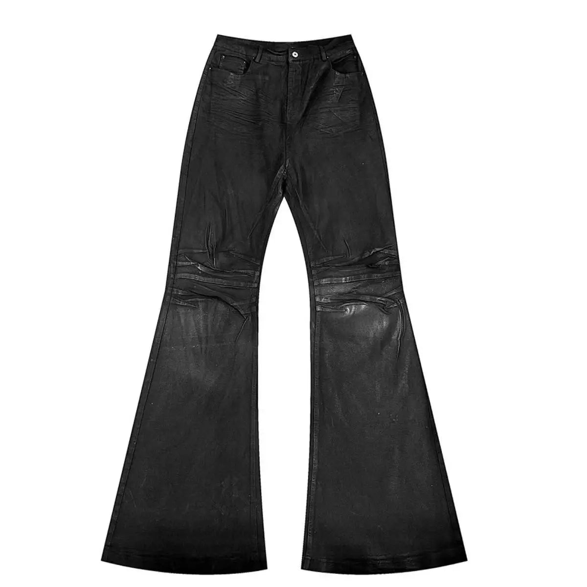 American Retro Heavy Industry High Street Coated Micro-Flared Jeans For Men And Women Black Gothic Vintage Casual Loose Jeans