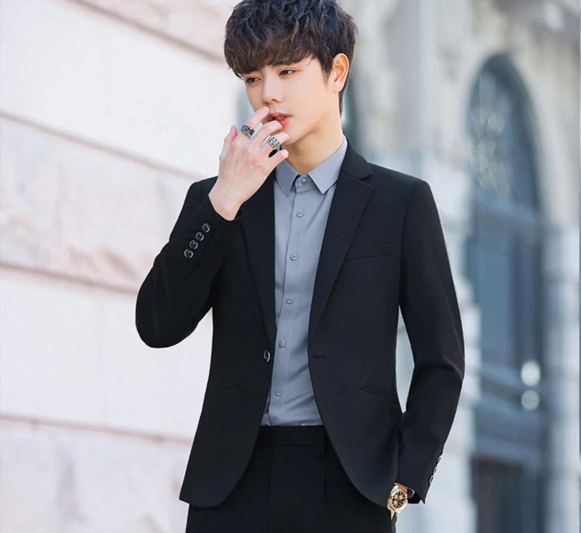 2 Piece Outfit Set Male High Quality 2025 Solid Color Slim Fit Full Men's Suits and Blazers Fashion Pants Luxury Elegant Classic