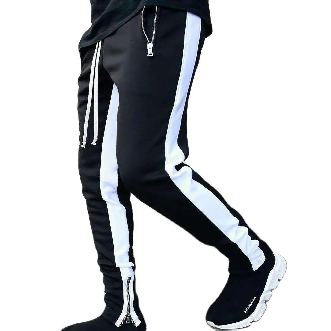 Men's casual and fashionable long pants, tight fitting gym sports pants, street wear, runners' small foot sports pants