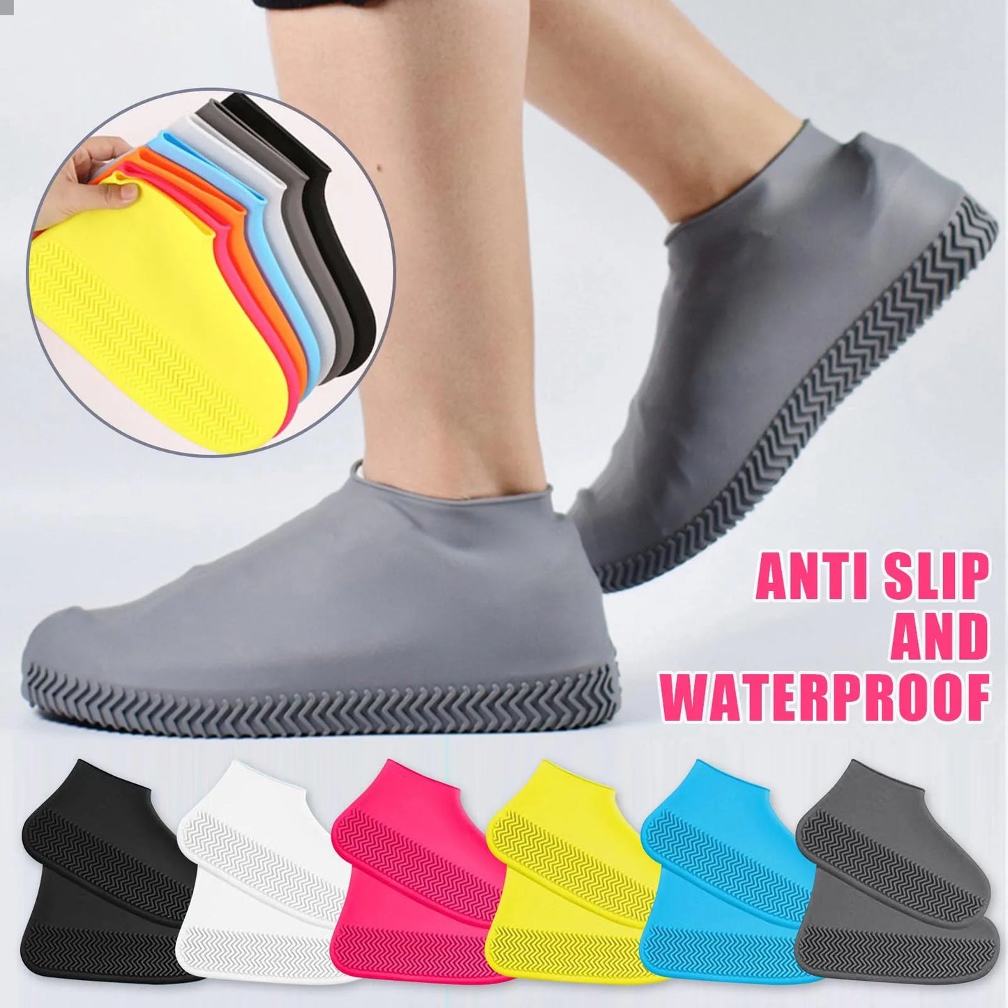 Waterproof Shoe Covers,Non-Slip Water Resistant Overshoes,Thicken Silicone Rubber Rain Shoe Cover Protectors For Kids Men,Women