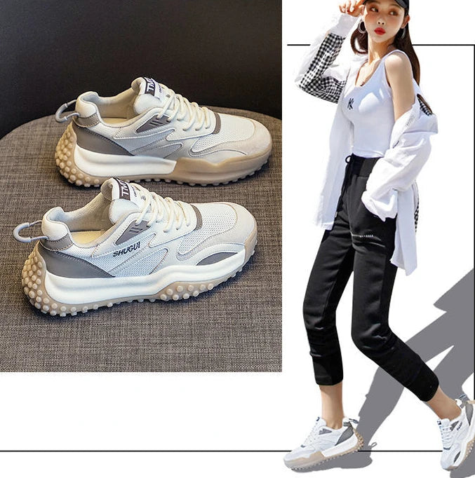 Flat Running Shoes for Women Casual Autumn Womens Sport Sneaker Chunky Cute Spring Fashion White Comfortable and Elegant 2025