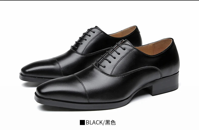 Genuine Leather Mens Dress Shoes Black Formal Social Shoe Male Business Wedding Derby for Man Luxury Italian Oxford Loafers 2024