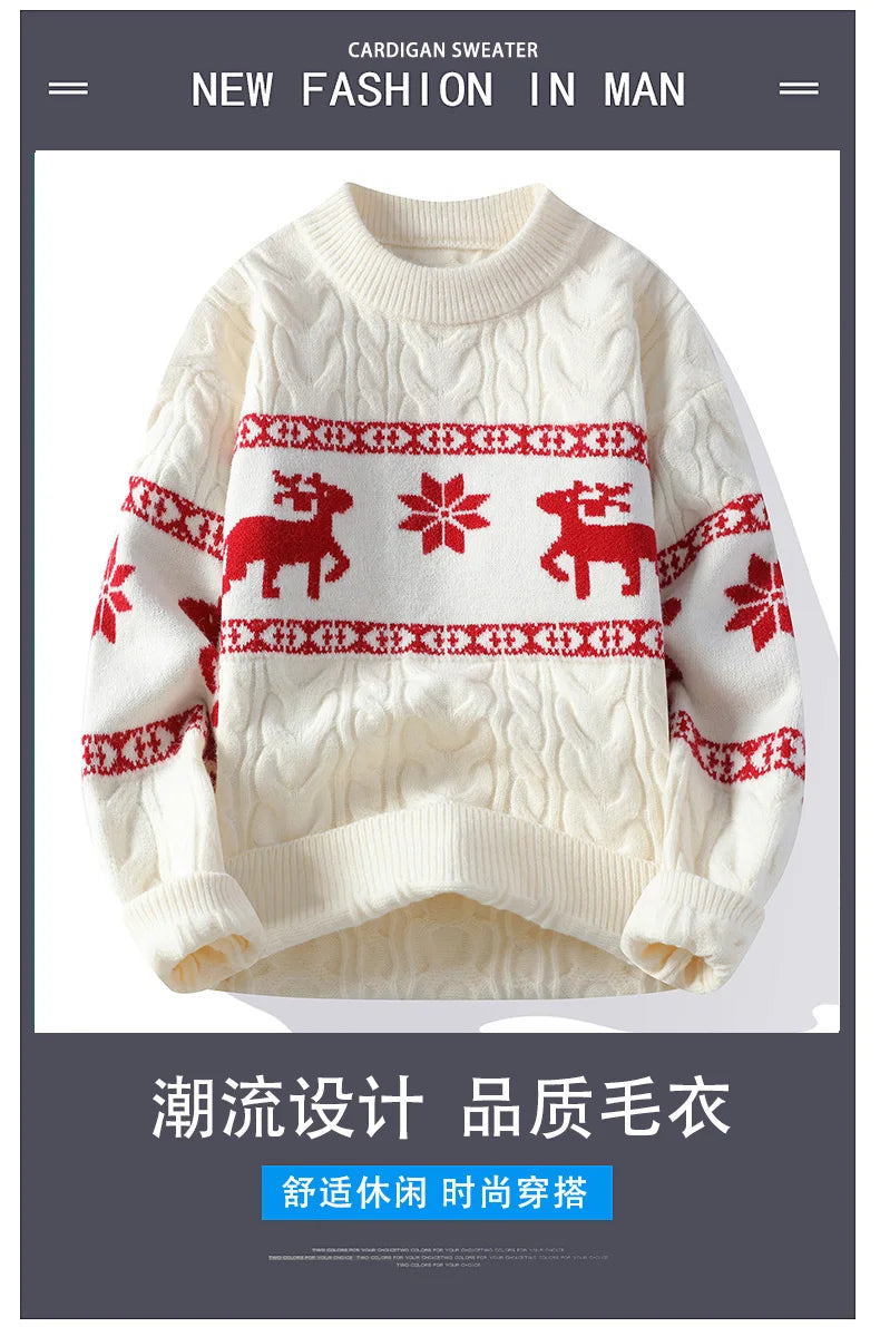 2024 Winter sweater new High End Luxury Cashmere Sweater Men Thick Warm Mens Sweaters With Deer Korean Harajuku Christmas Jumper