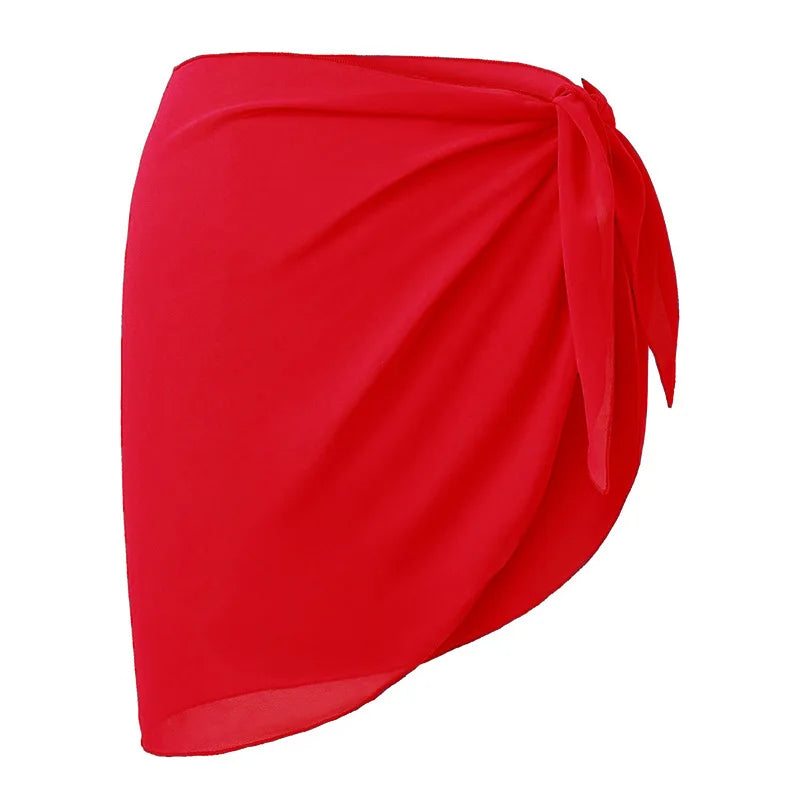 Short Sarong Skirt Chiffon Beach Coverup Scarf Wrap For Women Swimsuit Cover Short Beach Wear
