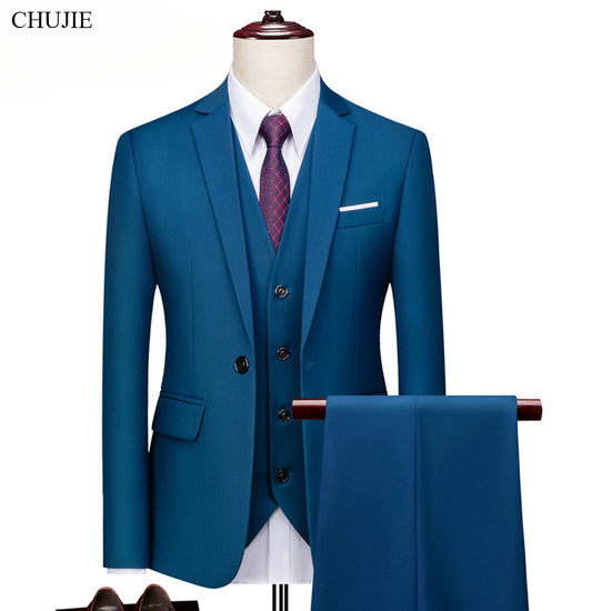 Elegant Suits For Men Wedding 3 Pieces 2 Set  Fashion Classic Full Jackets Vest Pants Blazers Outfit 2024 Formal Costume