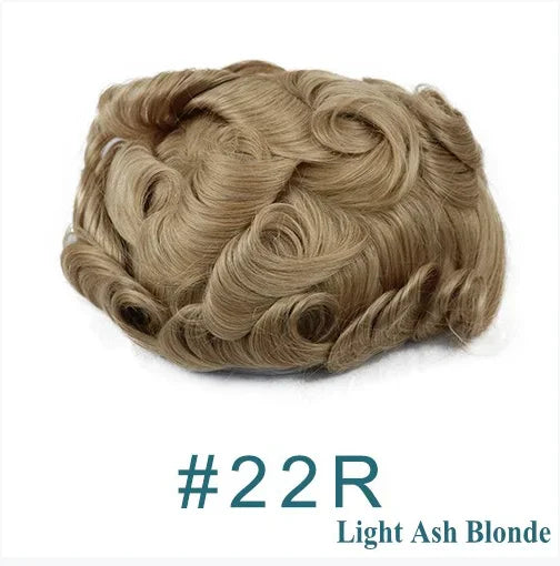 80%Density Natural Hairline 0.02mm Ultra Thin Skin Invisible Mens Toupee Brown Blonde Grey Human Hair Capillary Prosthesi System