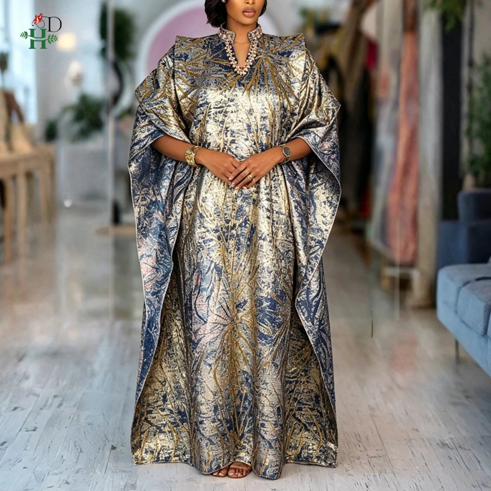 2025 New African Clothes For Women Kaftan Dress Fashion Party Dress Vintage Summer Gown Casual Vestidos Muslim Robe BouBou