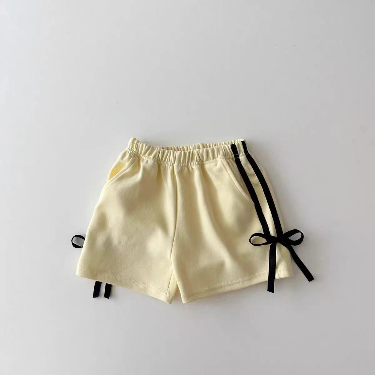 K2453 Summer Fashionable Thin Baby Girls' Loose Fit Casual Shorts with Butterfly Knot Waist Cute Trendy Unisex Kids' Clothing