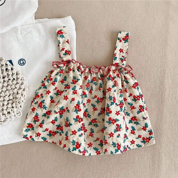 Girls Outfit Sets Summer Kids Casual Clothing For Girls Fragmented Suspender Skirt+Shorts Children's Baby Girl Clothing