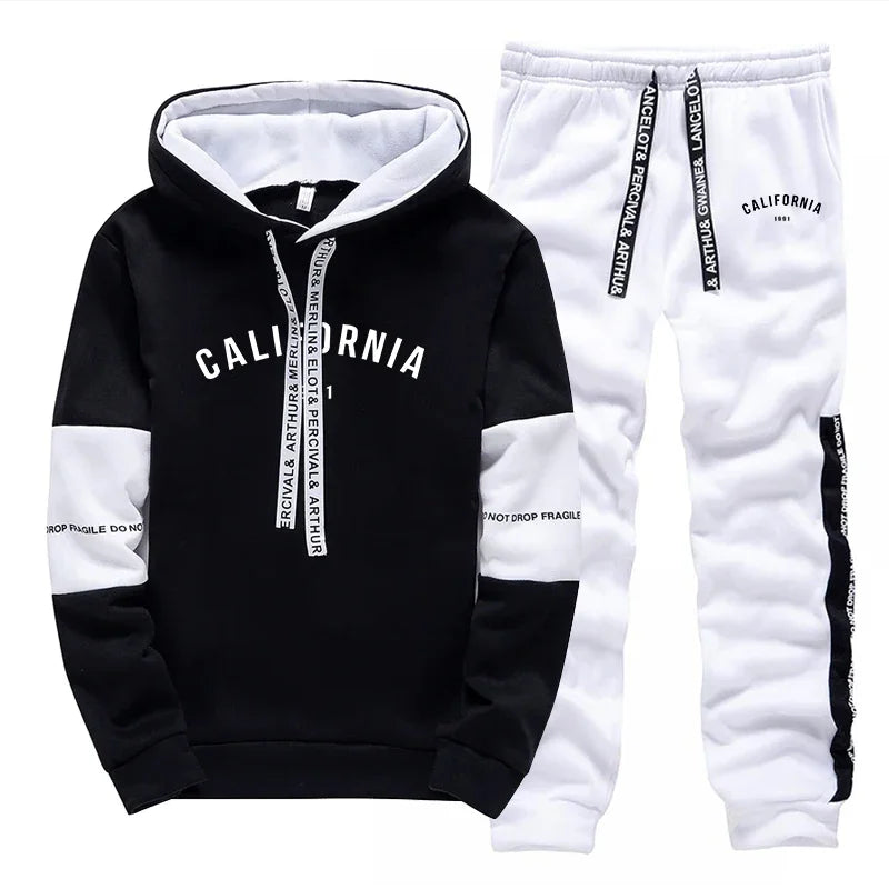 Mens Tracksuit Fashion Casual Hooded Sweatshirts Outdoors Sports Jogging Man Clothing Daily Versatile Single Piece Hoodie Pants
