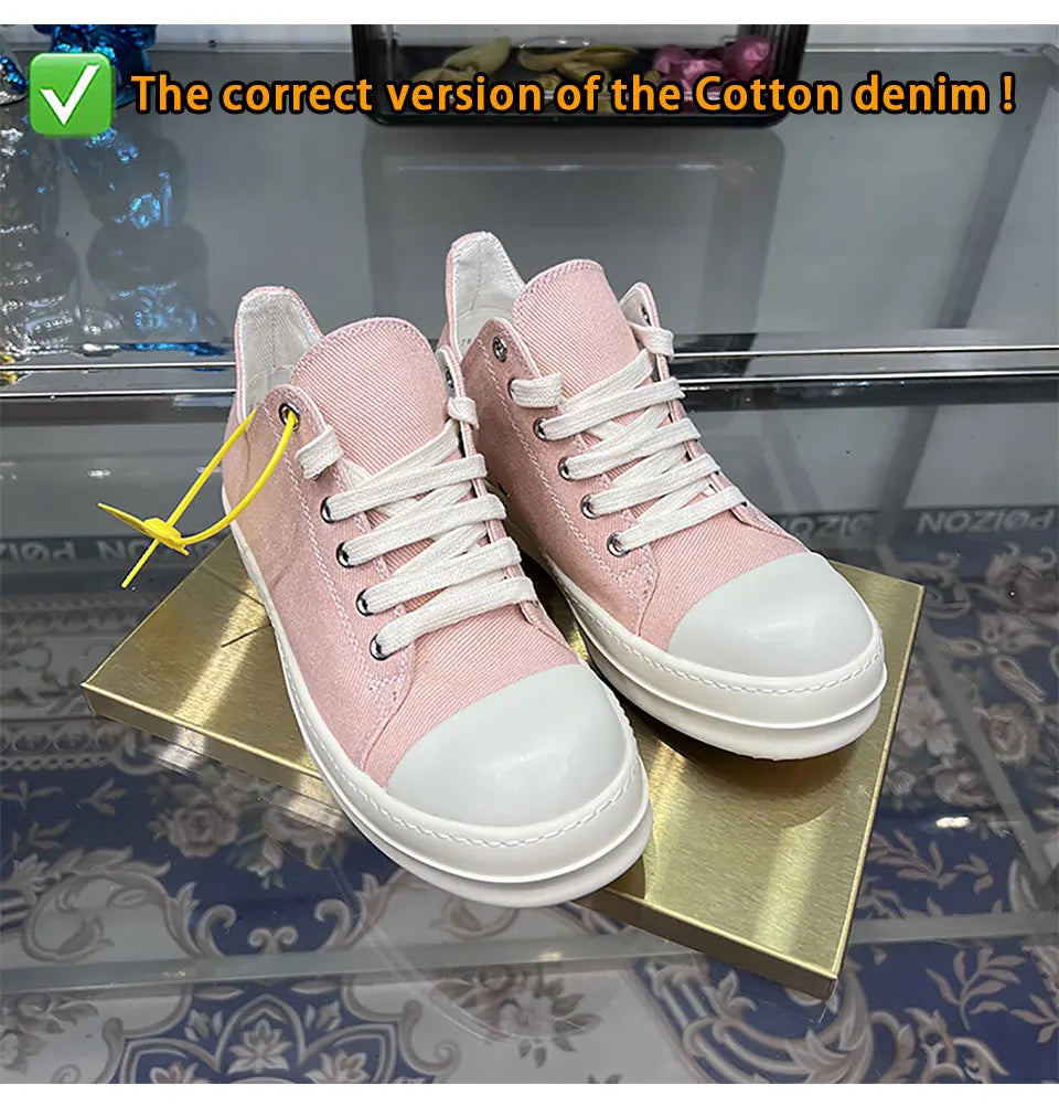 Ro Casual Shoes Women Low Top Quality Canvas Denim Summer Breathable Original Thick Sole Increases Height Men Luxury Sneakers