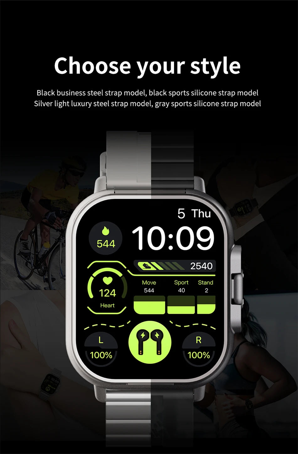 TWS 2 In 1 Smartwatch Earphones Sports Smart Watch Wireless Bluetooth Calling Health Monitor Fitness Record Watches With Headset