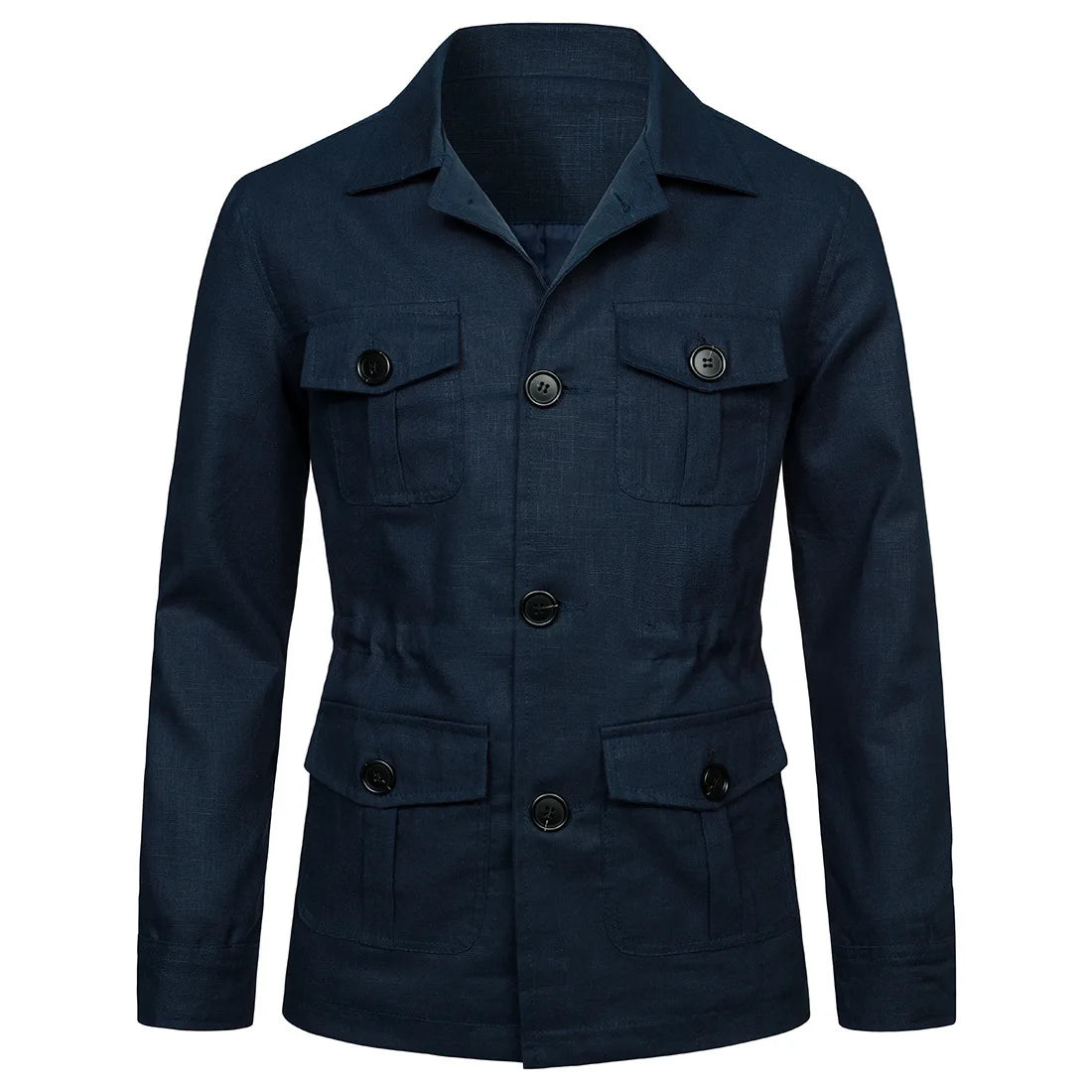2026 British Style Men's Linen Safari Jackets Fashion Vintage Multi Pockets Cargo Jacket Streetwear Gentry Casual Outerwear Male