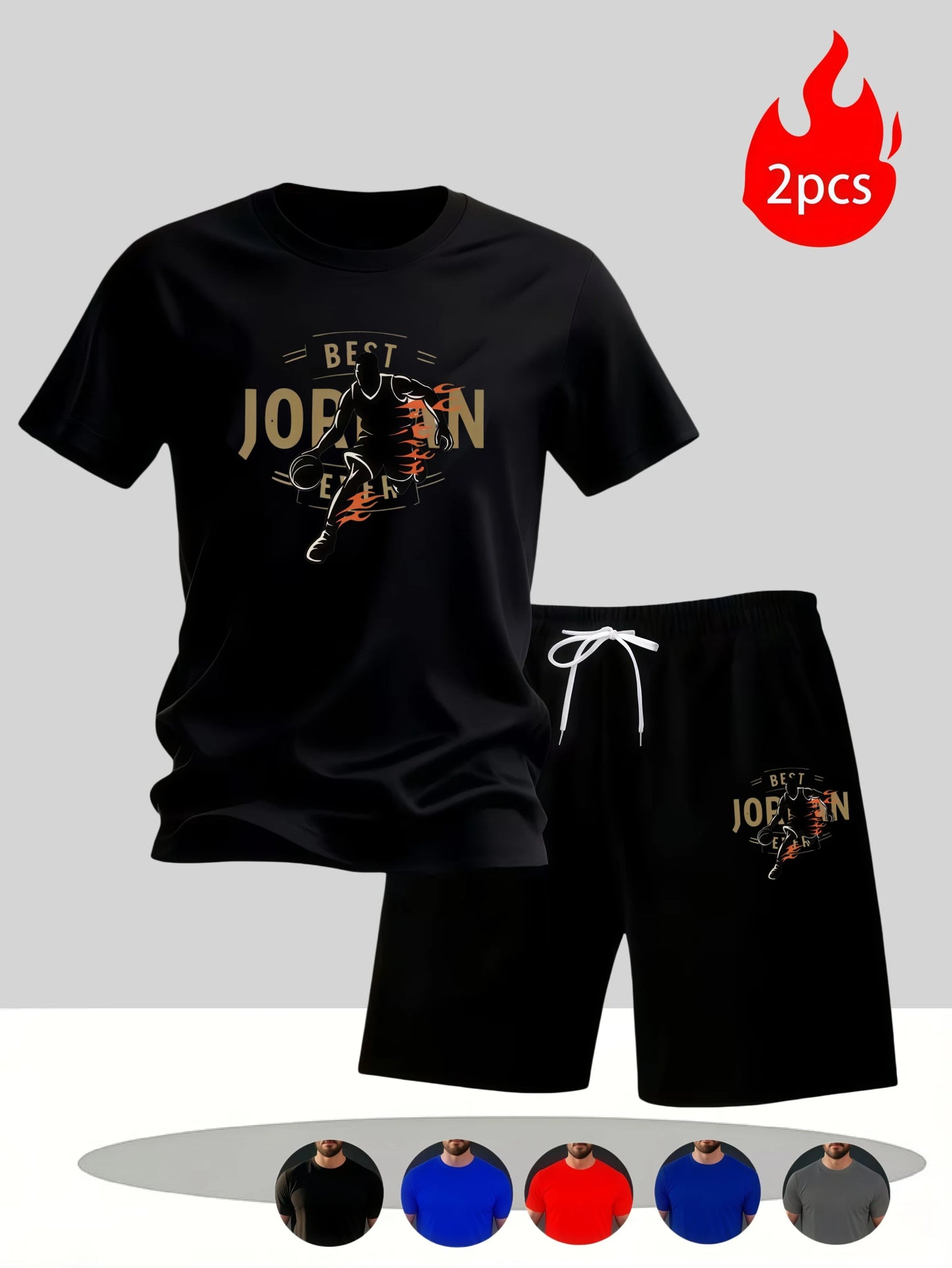 2026 Summer Men's Set Urban Casual Fashion T-shirt and Shorts High Quality Crew Neck Short Sleeve Outfits Male Daily Sportswear