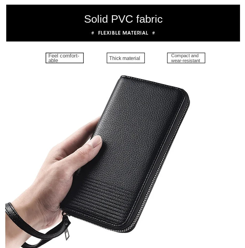 New Color Men`s Long Wallet For Men Rfid Blocking Clutch Organizer Zipper Leather Business Id Credit Card Holder Purse 2024 New