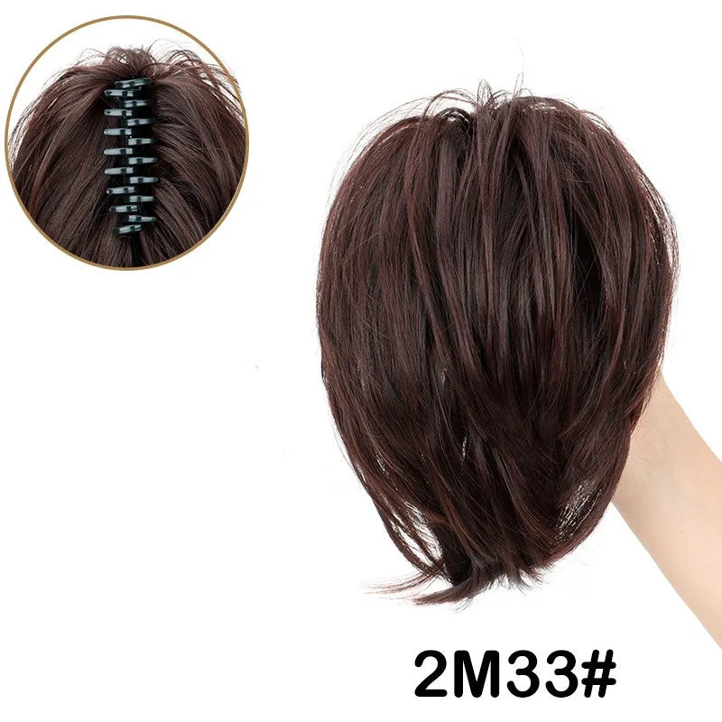 Synthetic Messy Bun Hair Piece Claw Clip in  Piece  Curly Short High Ponytail Extension Tousled Updo For Girls