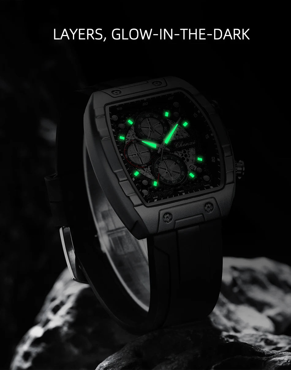 CHENXI 941 Sport Multifunction Military Men Silicone Quartz Wristwatch Male Luminous Waterproof Clock Watches Relogio Masculino