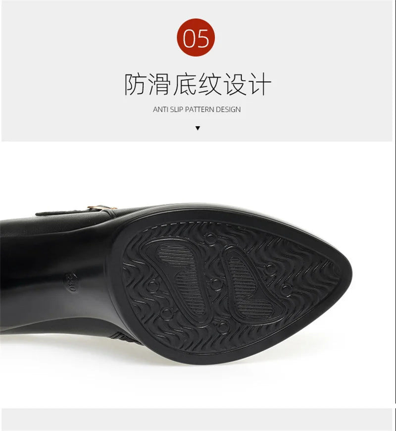 Temperament Fashionable And Versatile Deep Mouth Spring And Autumn Comfortable High Heels Soft Sole Soft Side Single Shoes