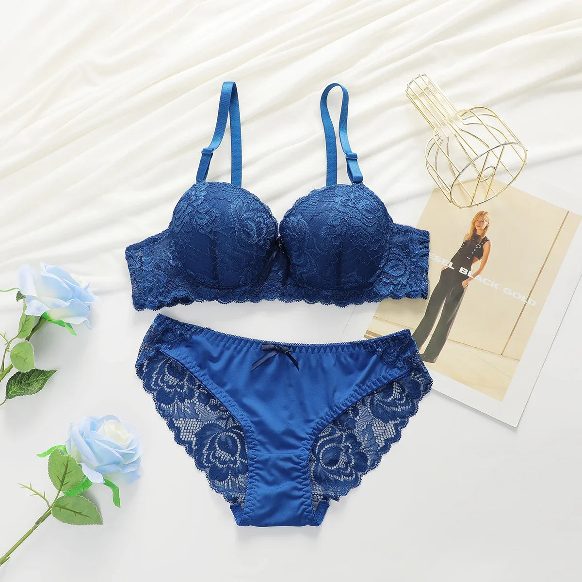 2-piece Sexy Multi-color Lingerie Set For Women's Gathering Push Up Underwear For Women's Flower Underwear