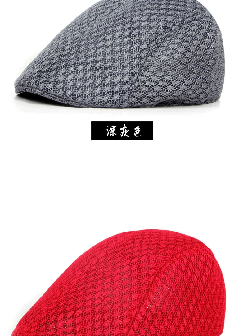 Big Head 58-61cm Summer Men Newsboy Breathable Cap Mesh Cabbie Golf Driving Sun Flat Beret Hats Caps Visors BAZAARHUBO