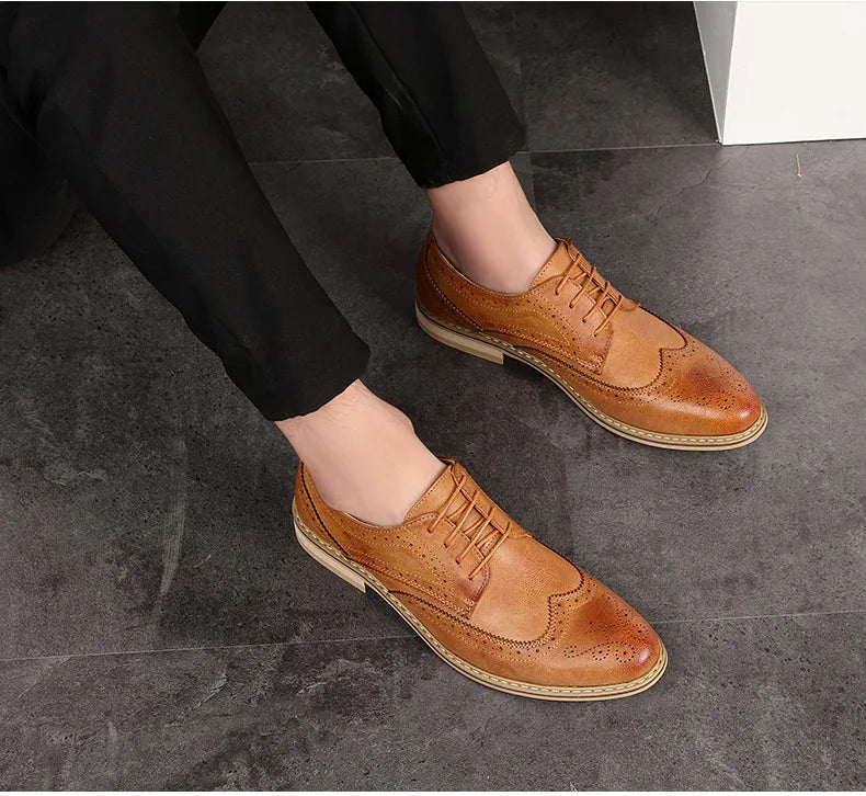 Mens Dress Shoes Breathable Business Formal Oxford Shoes for Wedding Stylist Leather Shoes