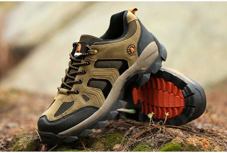 Men's Outdoor Climbing Shoes Breathable Waterproof Sports Hiking Shoes Rubber Outsole Low Cut Lace up Casual Shoes