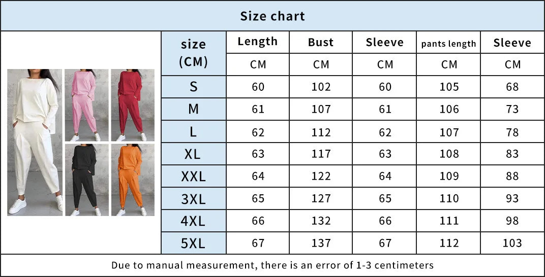 Tracksuits Women's Trousers Suit O-neck Long Sleeve Loose T-shirt Solid Color Trousers Pocket Simple 2-piece Set Loungewear