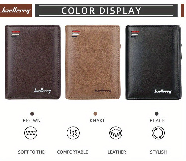 Fashion Men Wallets Zipper Card Holder High Quality Male Purse PU Leather Coin Holder Wallet