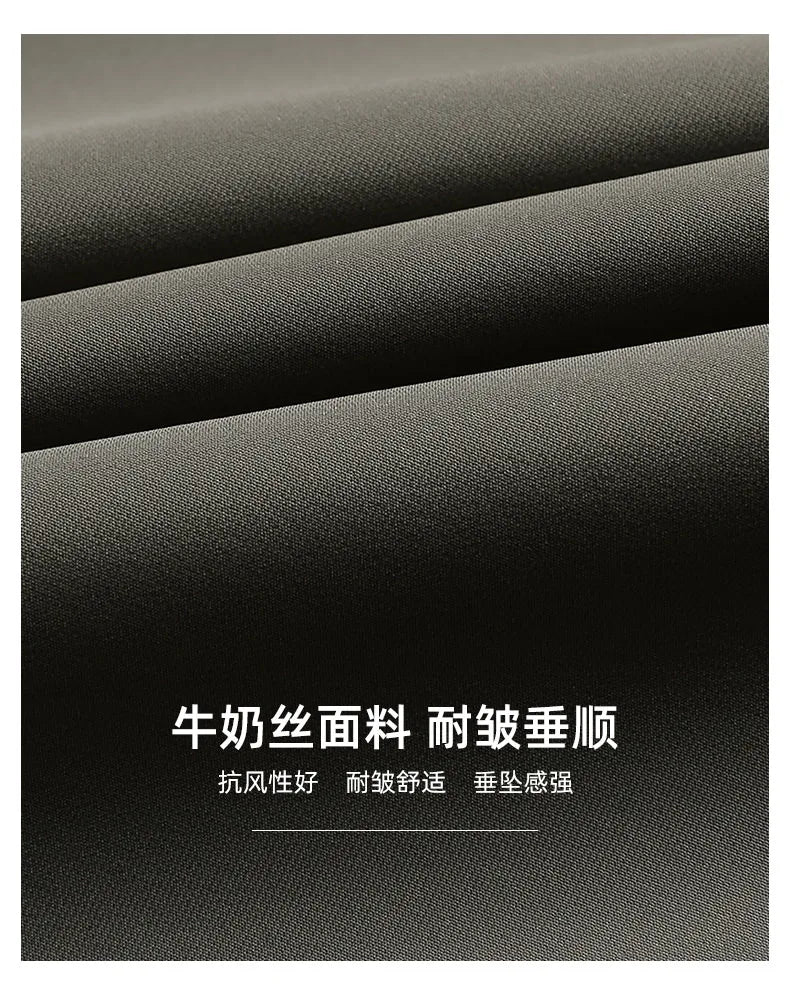 2026 New Men's Spring Lapel Zip-Up Jacket Spandex Fabric Casual Business Outerwear Windproof Anti-Wrinkle Coat