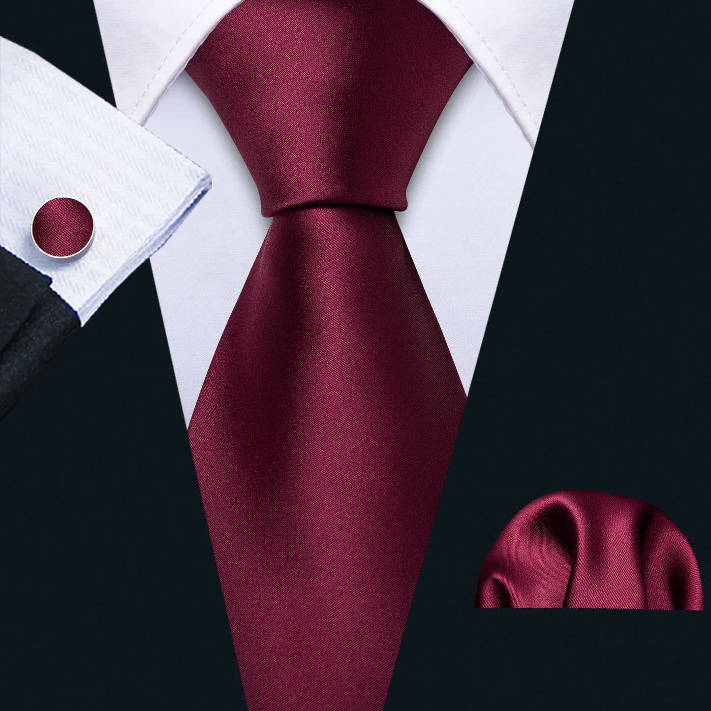 Exquisite Rust Red Silk Ties For Men Designer Pasiley High Quality Handkerchief Cufflinks Set Wedding Party Business Barry.Wang BAZAARHUBO
