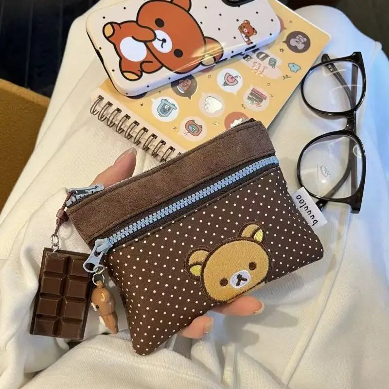 New Original Embroidered Bear Passport Bag Versatile Large-capacity Document Storage Bag Portable Travel Coin Purse Cute Gift