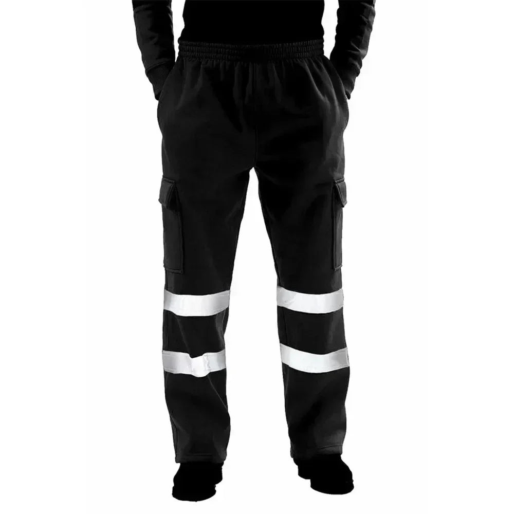 Mens Work Uniform Bottoms Safety Sweat Pants Striped Reflective Pants Loose Mens Jogging Trousers Joggers Patchwork Workwear