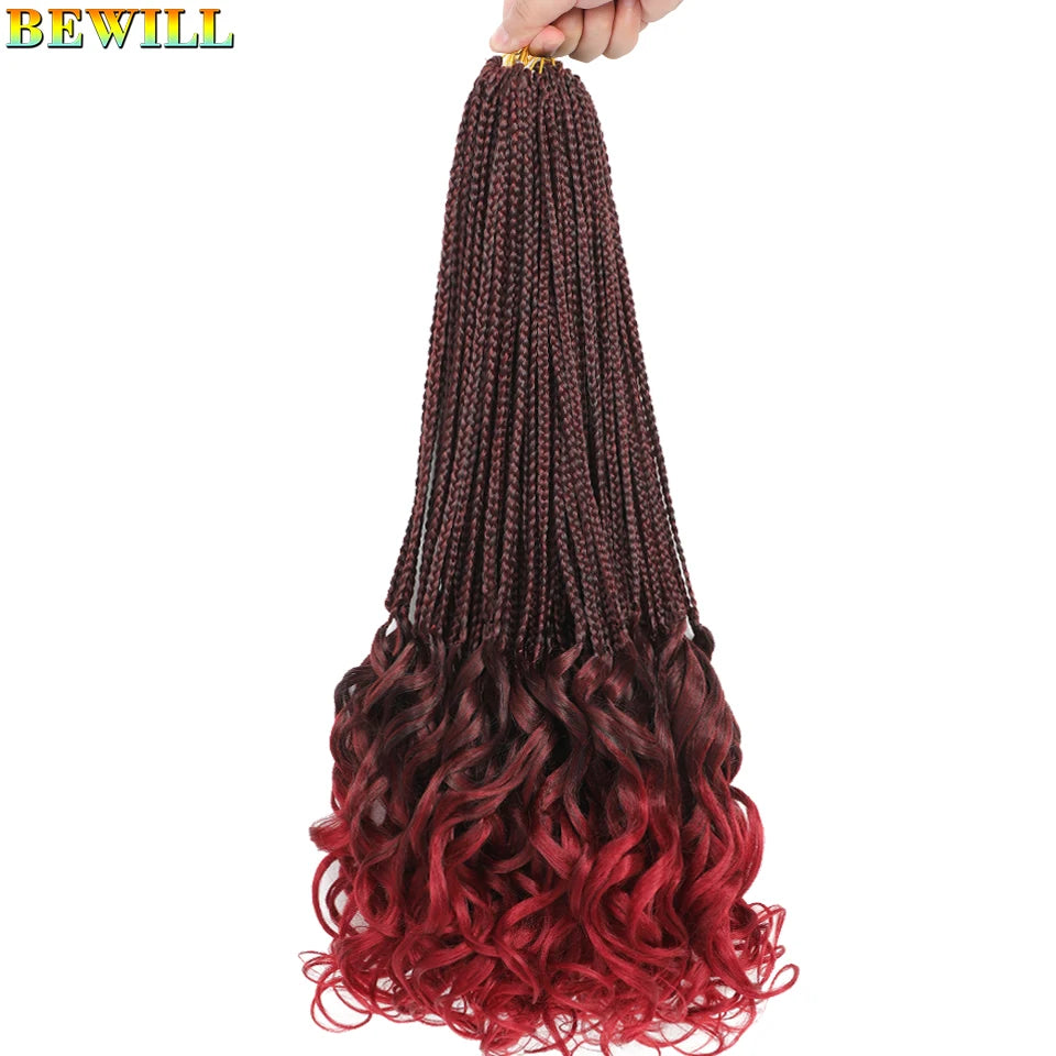 14 18 24 Inch French Curl Crochet Braids Boho Goddess French Curl Box Braids Crochet Hair Synthetic French Curly Braiding Hair