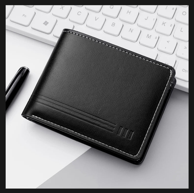 Men's Business Retro Short Wallet PU Leather Zipper Coin Purse Multi-Slot Multi-Functional Men's Wallet