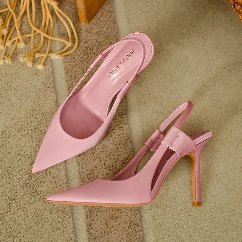 Luxury 2026 Pink Pointed High Heels Women's Slender High Heels Elegant New French Style Headed High Quality Summer Sandals