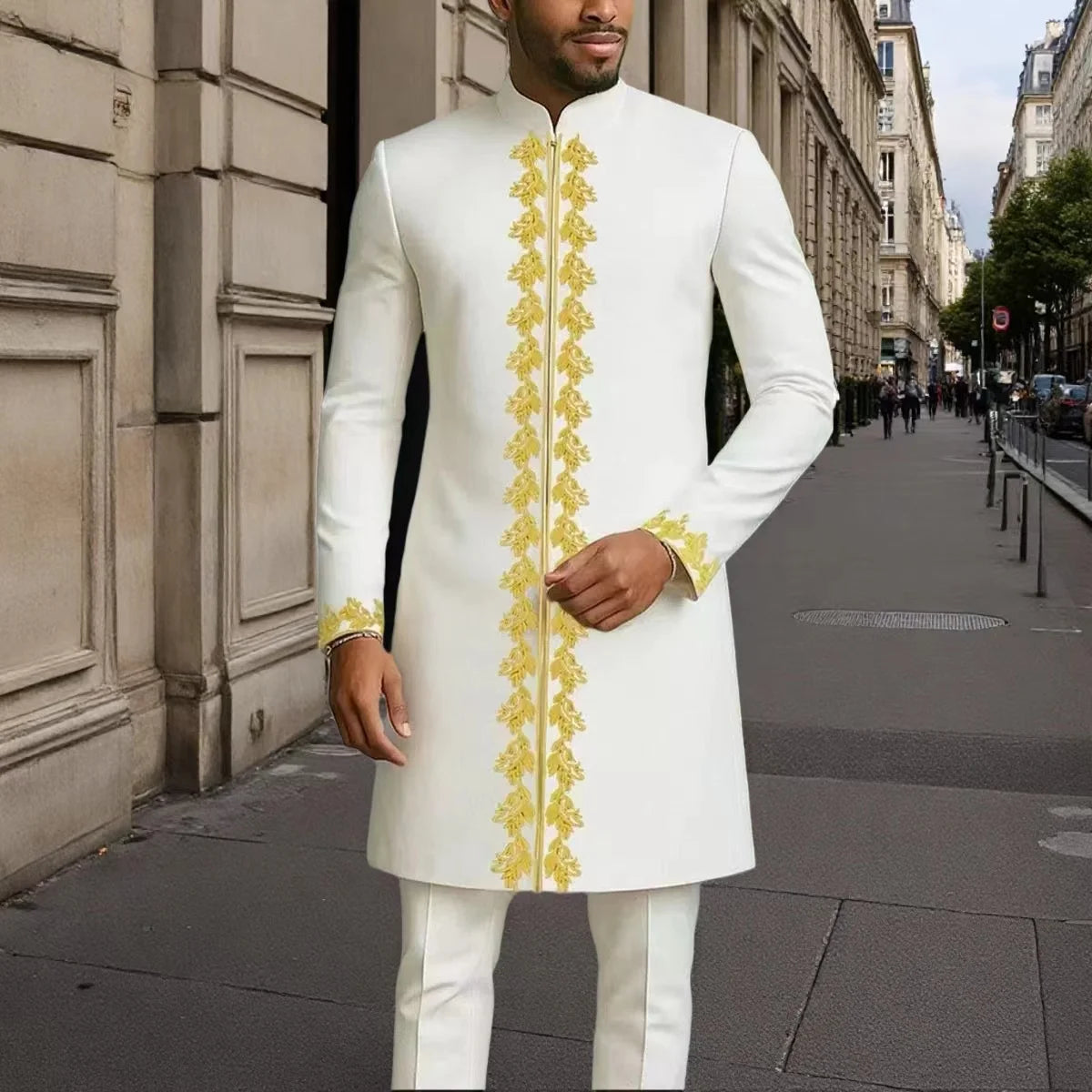 African Traditional Man Outfit Men 2PCS Suits Long-sleeved Round Neck Male Sets Shirt Top Pant Ethnic Style Casual Wear clothing