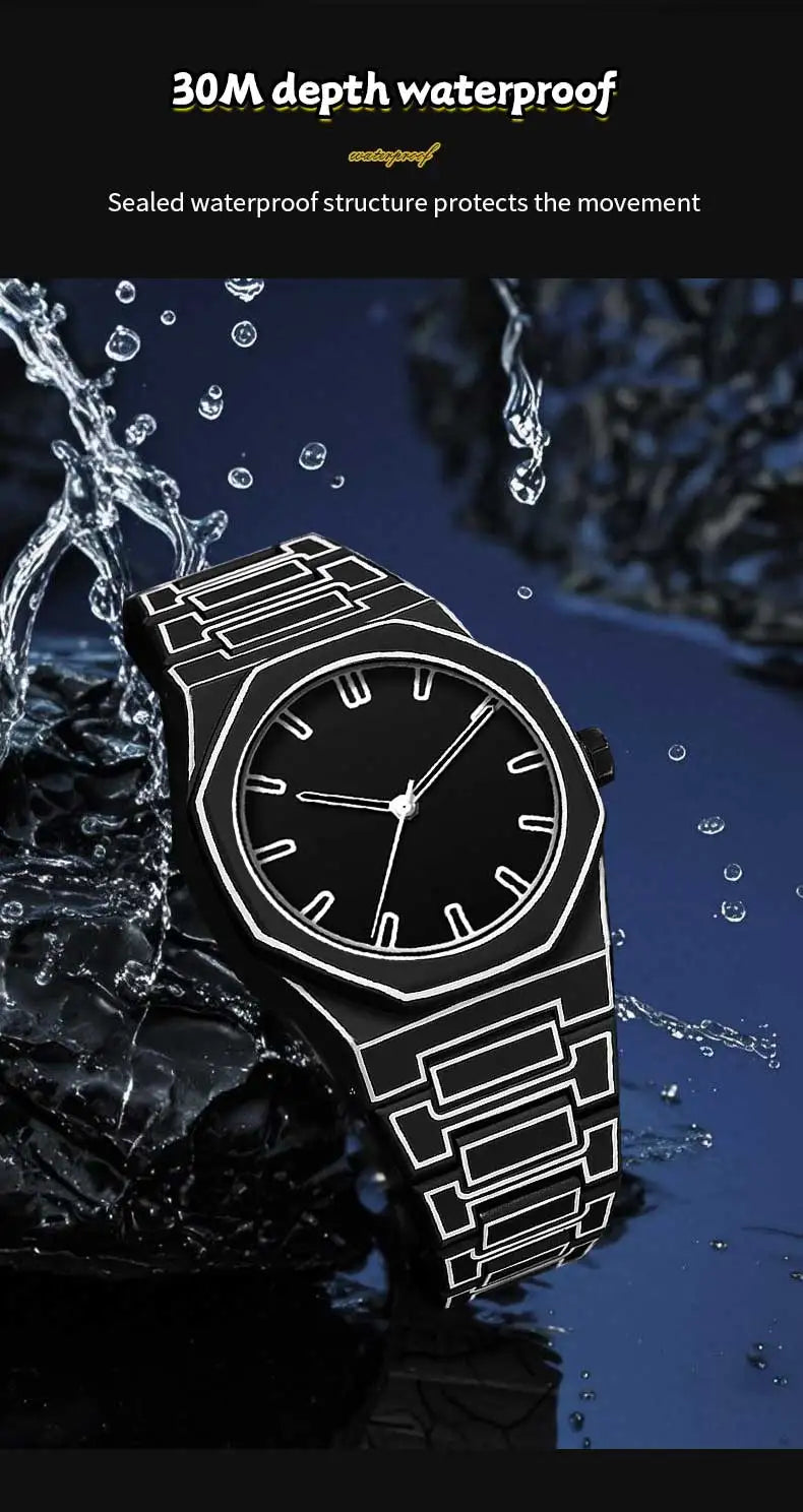 2025 New Creative Men Silicone Watch VA VA VOOM Brand Quartz Movement Creative Lines Leisure Outdoor Sports Black Wrist Watches