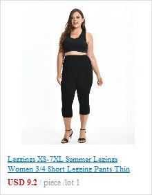 Leggings XS-7XL Summer Legings Women 3/4 Short Legging Pants Thin Women Large Size Stretch Grey Black White Pink 6XL 5XL 4XL 3XL