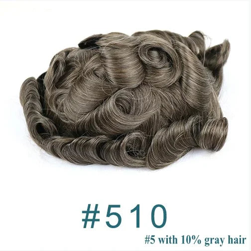 80%Density Natural Hairline 0.02mm Ultra Thin Skin Invisible Mens Toupee Brown Blonde Grey Human Hair Capillary Prosthesi System