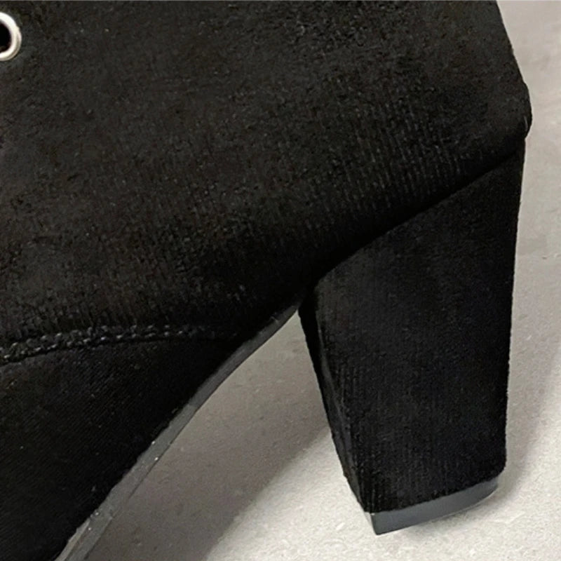 European and American Design Inspired Long Boots 2023 New Autumn High Heels Solid Color Women's Platform Zapatos De Mujer Traf