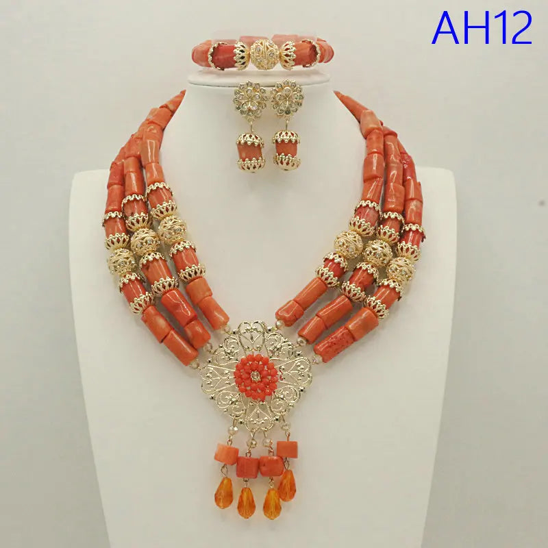 african fashion wedding real big coral beads jewlery set